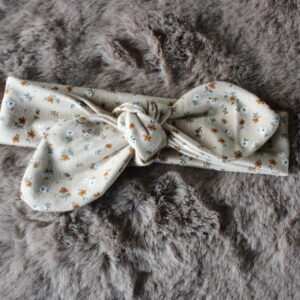 Knoophaarband Beige Bloem